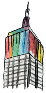 Empire State Building Rainbow Colors Illustration